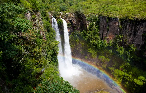 Waterfall, rainbow, Africa