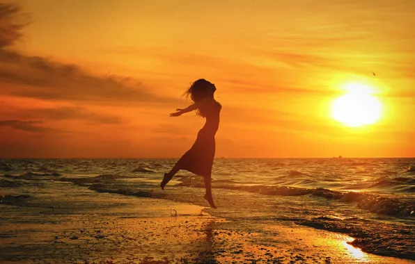 GIRL, SEA, HORIZON, The OCEAN, The SKY, SHORE, DAL, DAWN