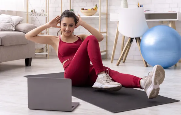 Fitness, leggings, exercises, pilates, Fitness girl, pilates ball, workout home