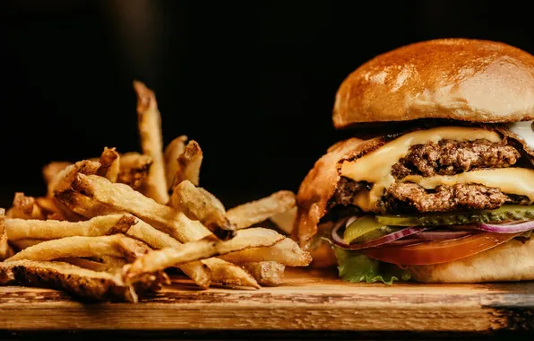Food, closeup, Fries, Burgers