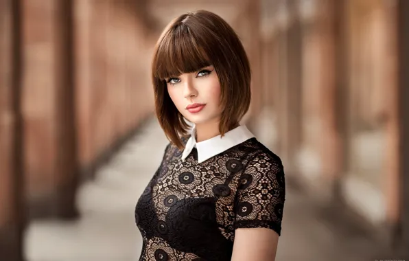 Portrait, makeup, hairstyle, brown hair, beauty, Marie, bokeh, Lods Franck