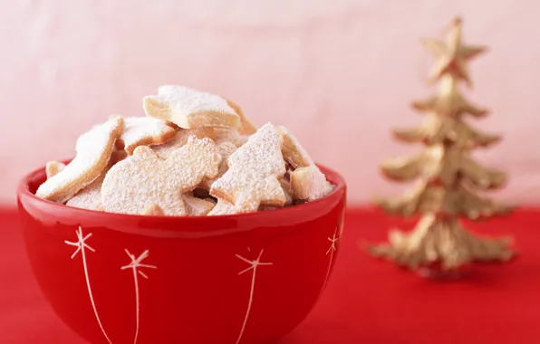 Picture macro, red, tree, New year, vase, holidays, sweet, treats