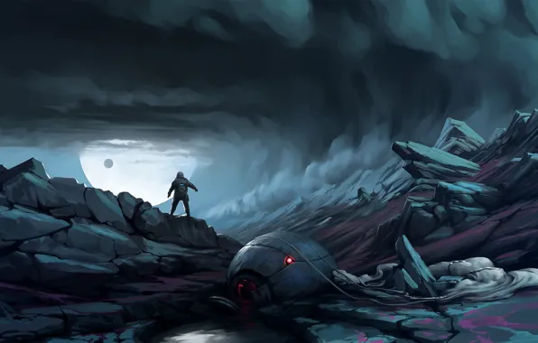 Night, Figure, The suit, People, Planet, Art, Fiction, Illustration