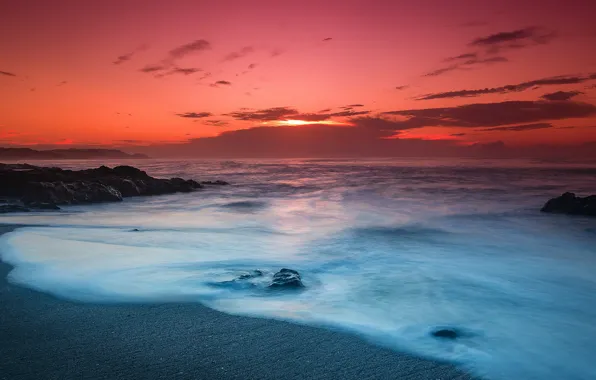 Sea, the sky, sunset