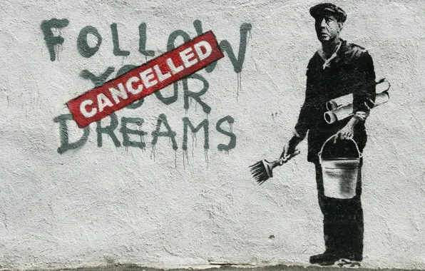 Wall, graffiti, Banksy