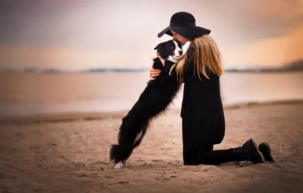 Picture girl, background, dog