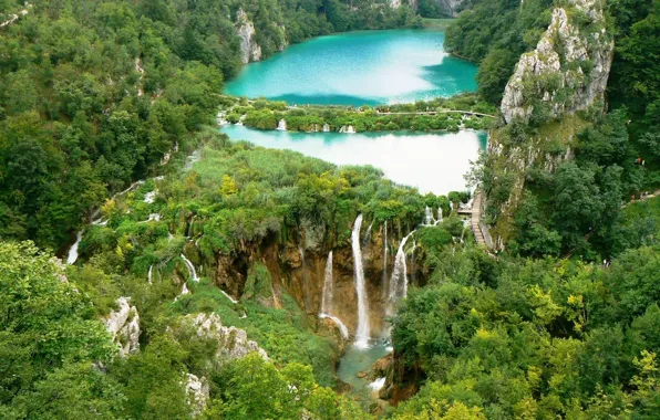 Picture landscape, lake, waterfall, Croatia