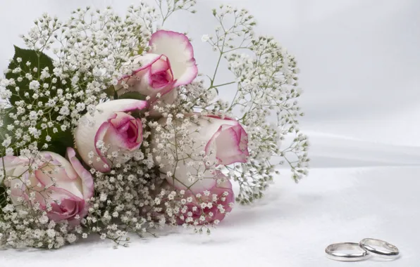 Bouquet, ring, wedding, a holiday for a man