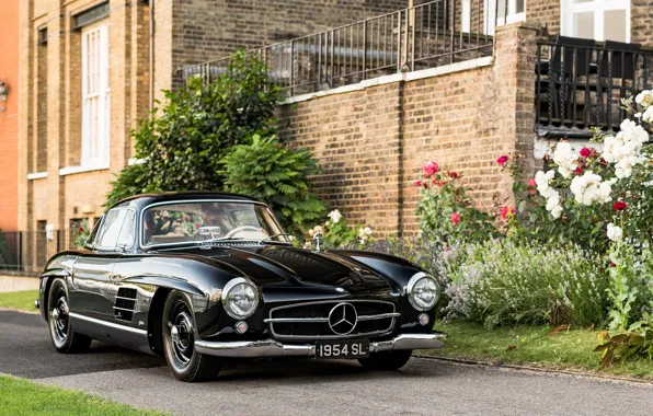 Picture black, sports car, Mercedes-Benz 300 SL, 1954 Mercedes-Benz 300 SL