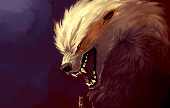 Picture predator, fangs, grin, art, by TheRisingSoul, Arcanine