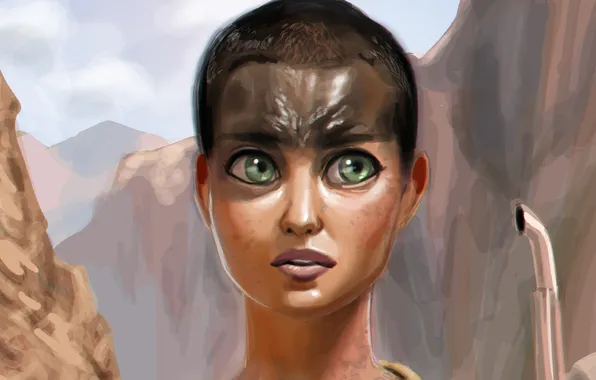 Picture face, Charlize Theron, woman, art, mad max, Mad Max: Fury Road, furiosa