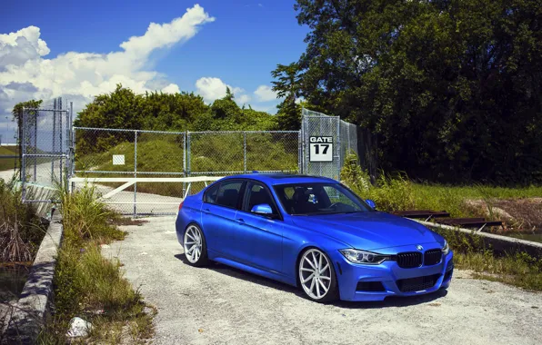 BMW, BMW, wheels, blue, 335i, vossen, The 3 series, f30