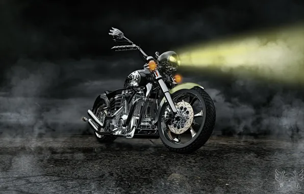 Picture design, darkness, ray, motorcycle, Hell Missioner