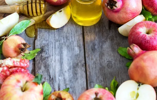 Apples, honey, garnet