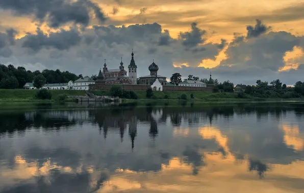 Summer, river, the evening, the monastery, Staraya Ladoga, Leningrad oblast