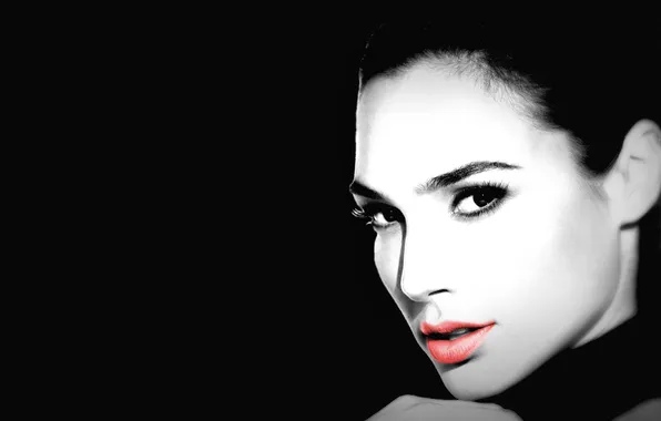 Look, face, model, portrait, makeup, actress, background black, hair