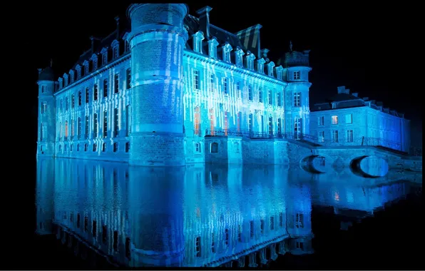 Night, bridge, reflection, Castle