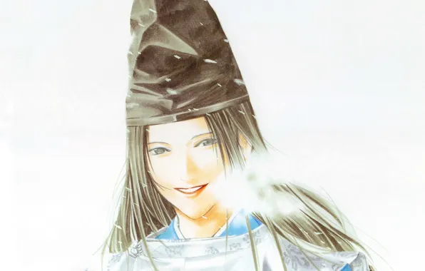 Picture smile, hat, pair, white background, guy, long hair, Fujiwara no Sai, Hikaru no Go