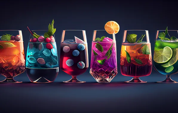 Picture ice, summer, fresh, fruits, cocktails