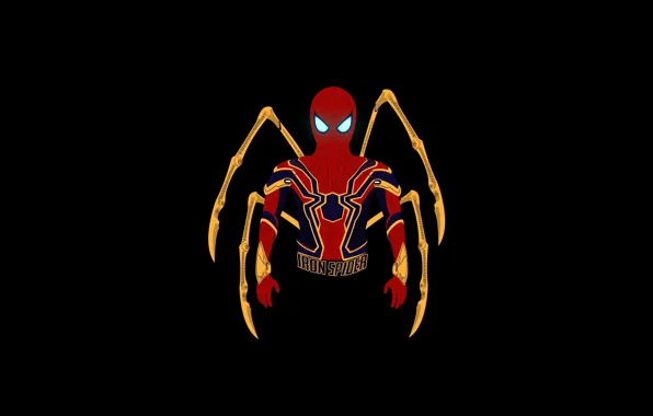 Minimal, Marvel Comics, Spider-Man, dark background, Iron Spider, HD, iron spider
