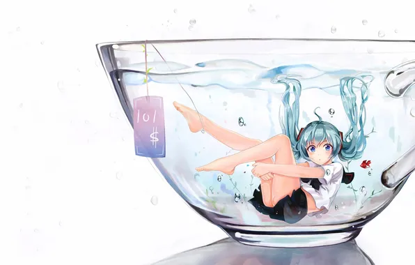 Picture anime, water, blue eyes, anime girls