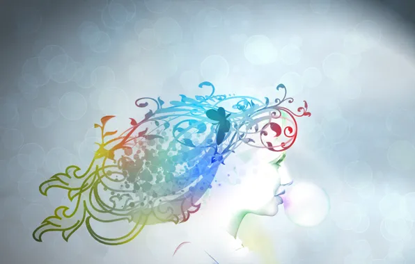 Picture girl, bubbles, color, gum