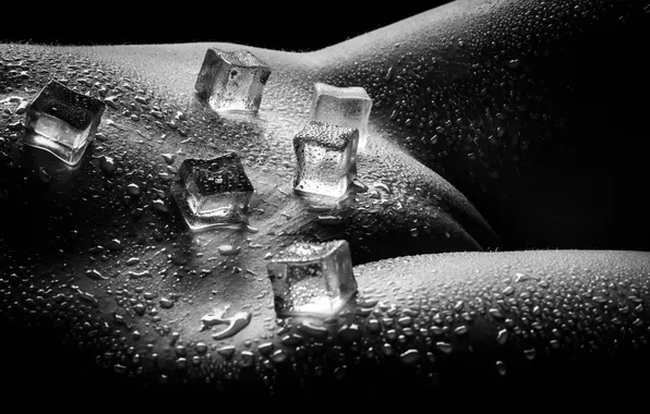 Erotic, girl, body, ice, figure, couples, Nude, black background