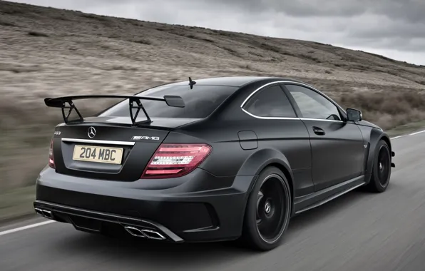 Picture road, the sky, black, Mercedes-Benz, Mercedes, supercar, rear view, AMG