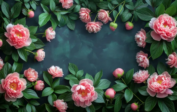 Leaves, flowers, holiday, bouquet, spring, frame, pink, March 8