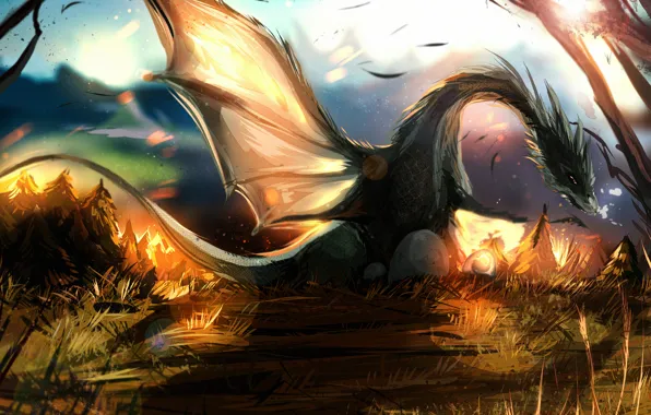 Picture rays, dragon, wings, art, day