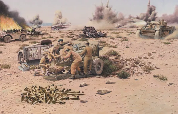 Picture Sand, Germany, War, Desert, Battle, UK, Gun, Art