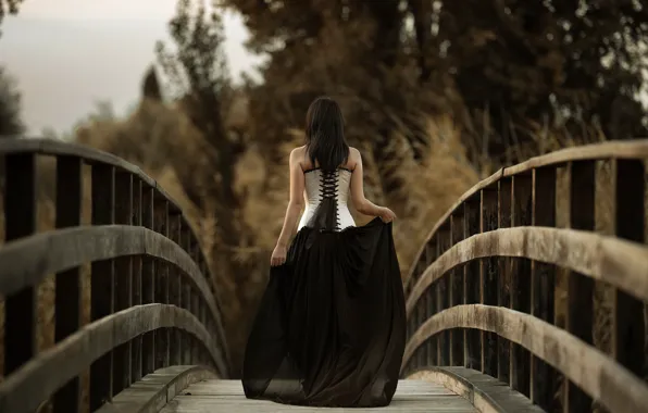 Picture girl, bridge, nature