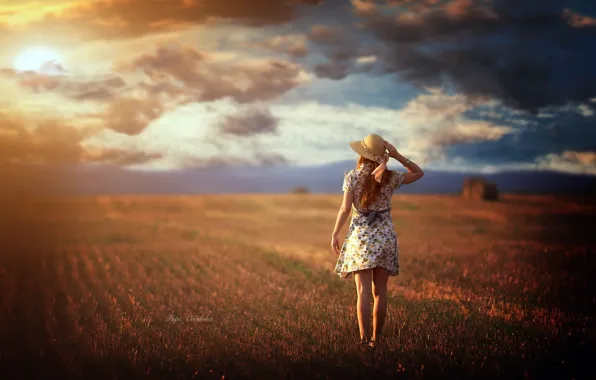 Picture field, girl, nature