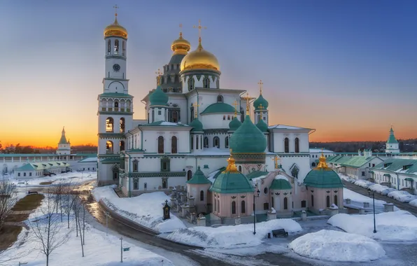 Winter, snow, temple, Russia, the dome, Moscow oblast, Istra, The Voskresensky new Jerusalem monastery
