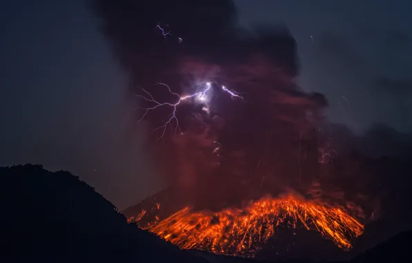The storm, Mountain, lava, Darkness