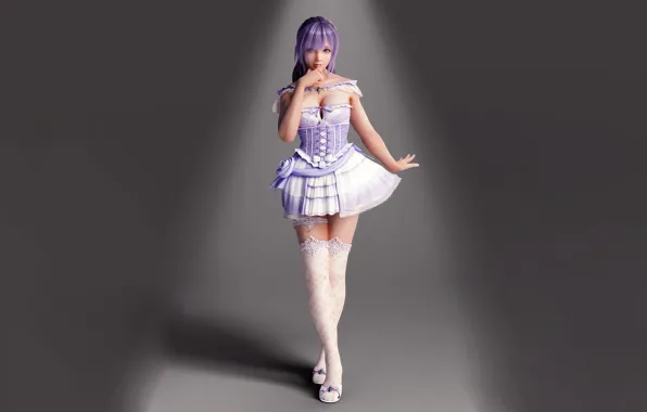 Girl, sexy, cleavage, thighhighs, long hair, dress, boobs, anime