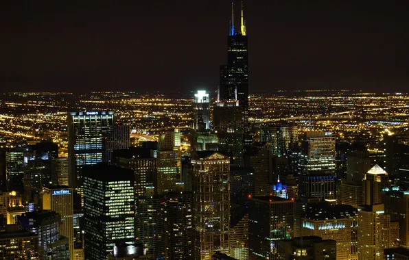 Picture night, lights, Chicago, neboskreby, chicago
