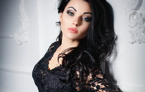 Girl, portrait, makeup, dress, brunette, hairstyle, beauty, is