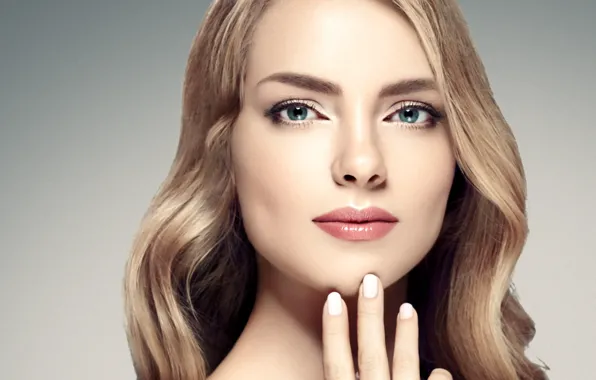 Picture look, girl, portrait, hands, makeup, ring, hairstyle, blonde