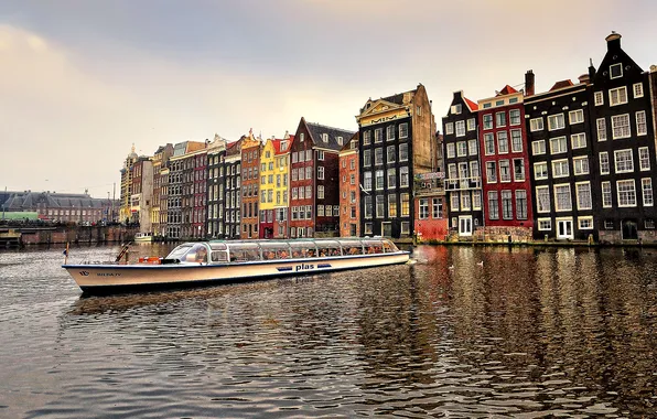 Picture boat, ship, home, channel, Amsterdam, nederland, amsterdam, Netherlands