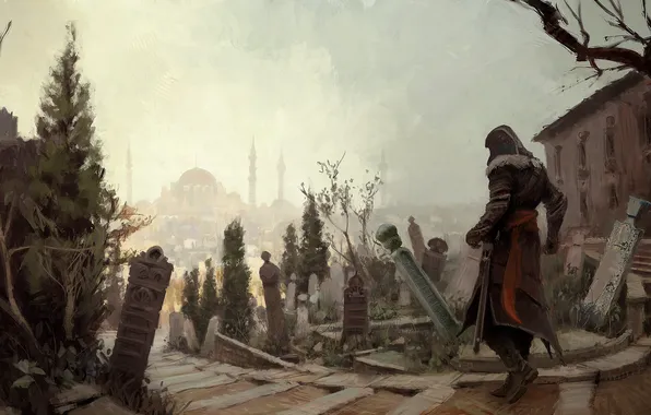 Picture the city, cemetery, assassin, Ezio, Constantinople, Assassin’s Creed: Revelations