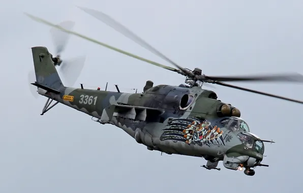 The sky, transport-combat helicopter, Czech air force, Mi-35 M