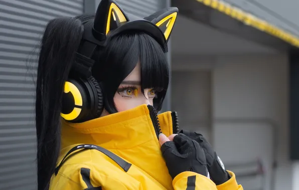 Beautiful, Asian, Model, Headphone, Woman, Cute, Jacket, Pretty