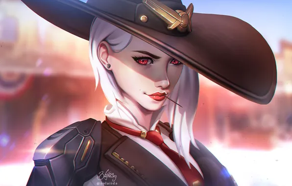 Girl, Look, Lips, Face, Hat, Blizzard, Art, Game