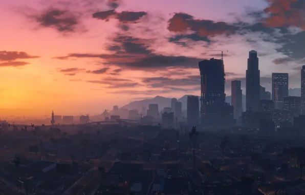 Picture city, game, sky, cloud, Grand Theft Auto V, GTA V, GTA 5, kumo