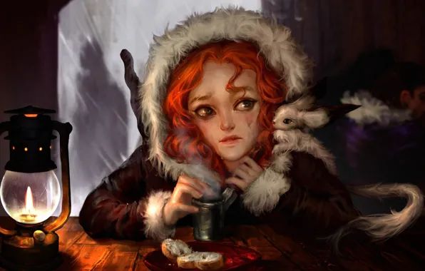 Picture girl, mood, fantasy, art, tears, lunch, the pub, Winter Tale