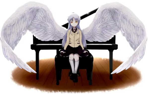 Wings, piano, angel beats!, angel beats