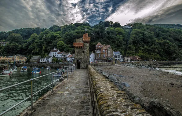 Picture trees, stones, coast, England, mountain, home, boats, lift