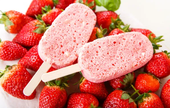 Picture summer, strawberry, berry, ice cream, dessert, sweet, strawberry, dessert