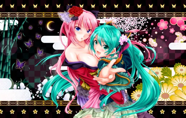 Vocaloid, Music, anime, asian, japanese, kimono, oriental, asiatic
